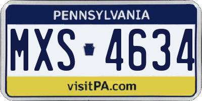 PA license plate MXS4634