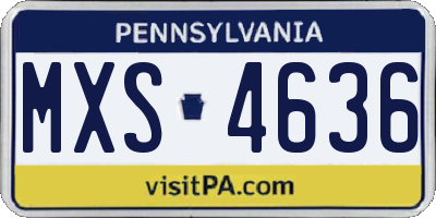 PA license plate MXS4636