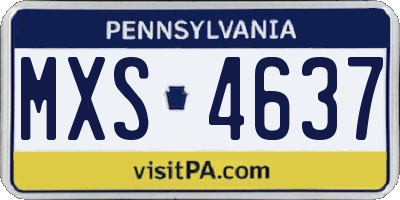 PA license plate MXS4637