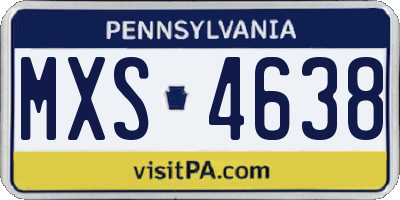 PA license plate MXS4638
