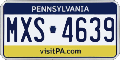 PA license plate MXS4639