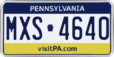 PA license plate MXS4640