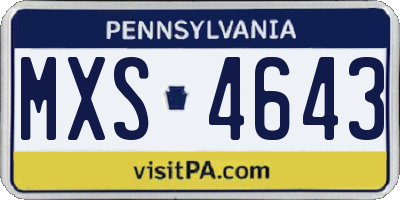PA license plate MXS4643