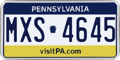 PA license plate MXS4645