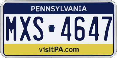 PA license plate MXS4647