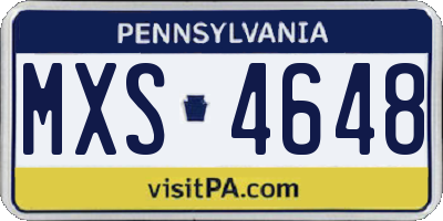 PA license plate MXS4648