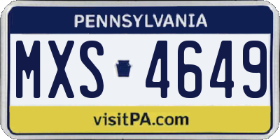 PA license plate MXS4649