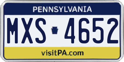 PA license plate MXS4652