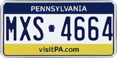 PA license plate MXS4664