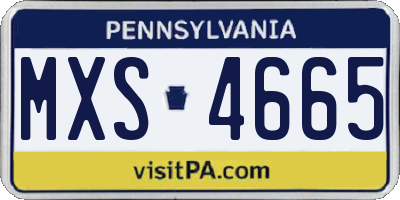 PA license plate MXS4665