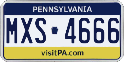 PA license plate MXS4666
