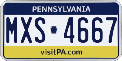 PA license plate MXS4667