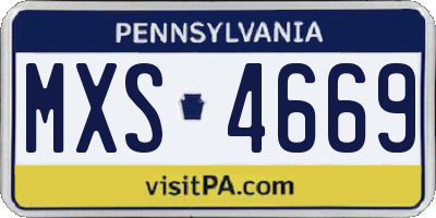 PA license plate MXS4669