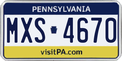PA license plate MXS4670