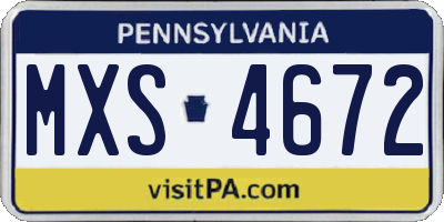 PA license plate MXS4672