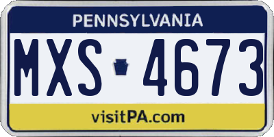 PA license plate MXS4673