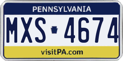 PA license plate MXS4674