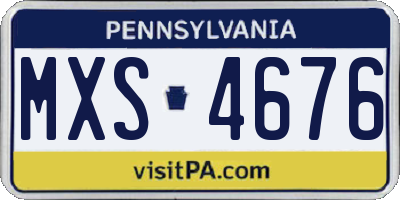 PA license plate MXS4676
