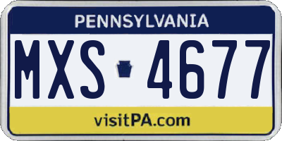 PA license plate MXS4677