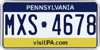 PA license plate MXS4678