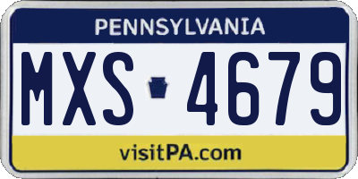 PA license plate MXS4679