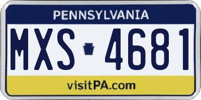 PA license plate MXS4681