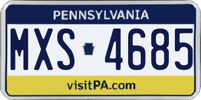 PA license plate MXS4685