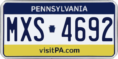 PA license plate MXS4692