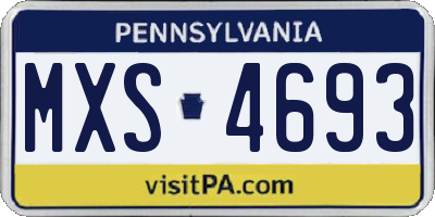 PA license plate MXS4693