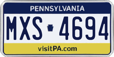 PA license plate MXS4694