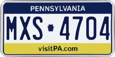PA license plate MXS4704