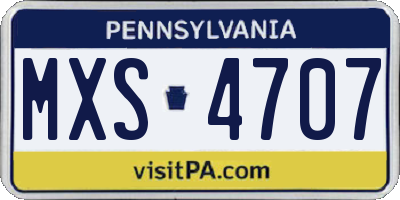 PA license plate MXS4707