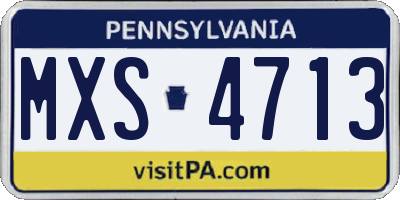 PA license plate MXS4713