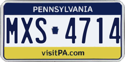 PA license plate MXS4714