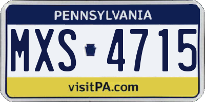 PA license plate MXS4715