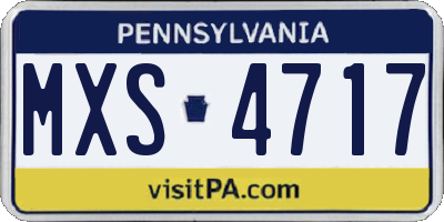 PA license plate MXS4717