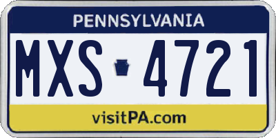 PA license plate MXS4721