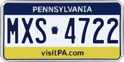PA license plate MXS4722