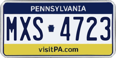 PA license plate MXS4723