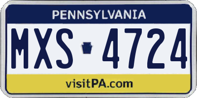 PA license plate MXS4724