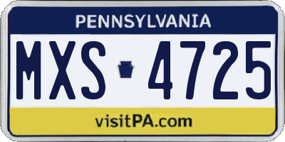 PA license plate MXS4725