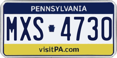 PA license plate MXS4730