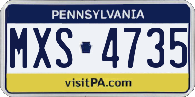 PA license plate MXS4735