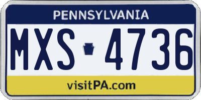 PA license plate MXS4736