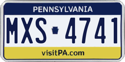PA license plate MXS4741