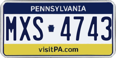 PA license plate MXS4743