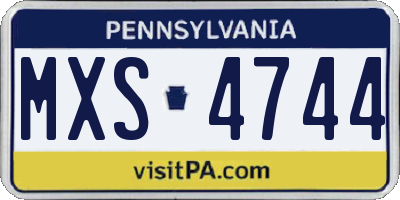 PA license plate MXS4744