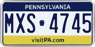 PA license plate MXS4745