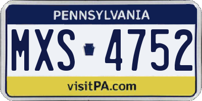 PA license plate MXS4752