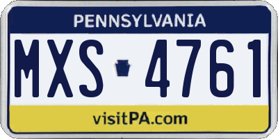 PA license plate MXS4761